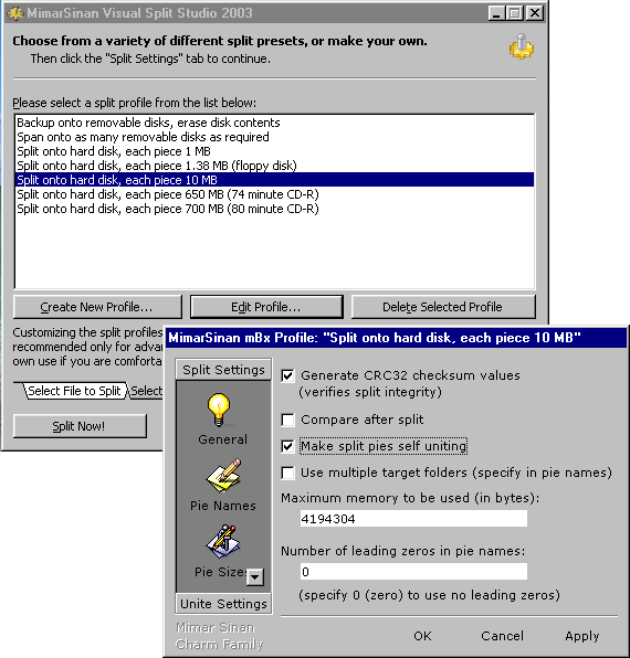 From the inventors of file splitting, featuring mBx Technology split unite self uniting exe